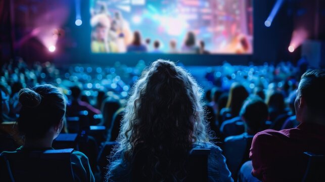 Excitement fills the theater as an animated adventure unfolds on the big screen during an evening movie night with friends