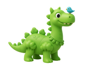 Fototapeta premium A 3D cartoon image of a long-necked dinosaur with a body resembling a bright green, appetizing broccoli.