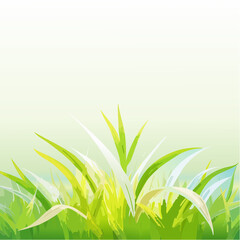 Fototapeta premium Vibrant Green Grass Field Watercolor Illustration with Soft Gradient Background for Natural Themes