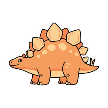 Cartoon Stegosaurus Dinosaur Side View.