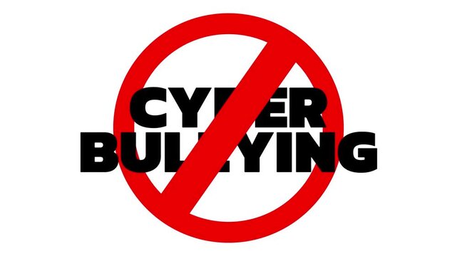 Cyber bullying awareness concept with a red stop stamp overlaying words. Suitable for social media, websites, presentations, and educational materials. 