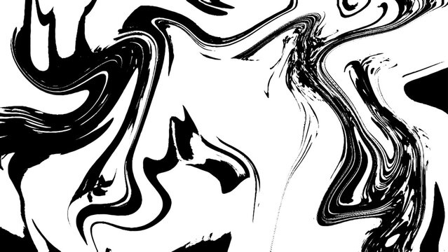 Abstract Liquid Marble Pattern with Black and White Swirls. 
