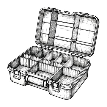 Open empty tool box organizer case.