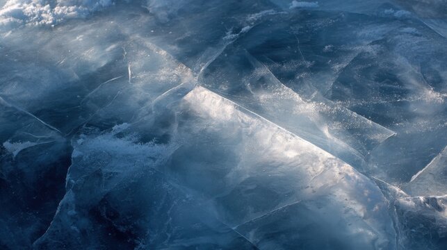 Chill Blue Patterns in Ice Crystals Underwater with Light Reflection and Frosty Texture