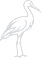 Fototapeta premium Pale stork outline standing tall on slender legs vector can Editable