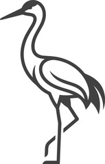 Fototapeta premium Stately crane silhouette standing in profile view vector can Editable