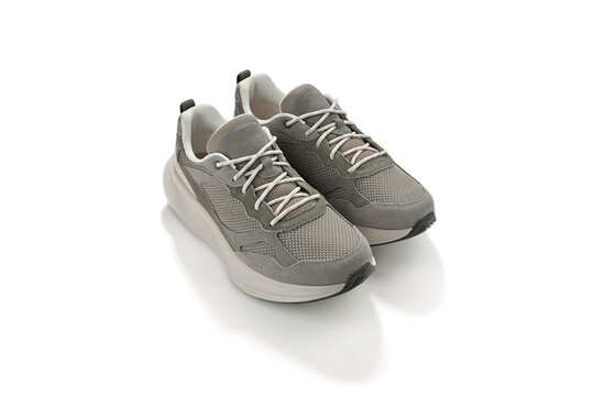 A pair of sneakers created with focus stacking technique for better sharpness of entire image   