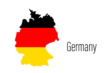 Fototapeta premium Germany country contour map with flag. Map silhouette of Germany. EU country drawing background. Shape of country in colors of flag. European country. Vector minimalist illustration for design