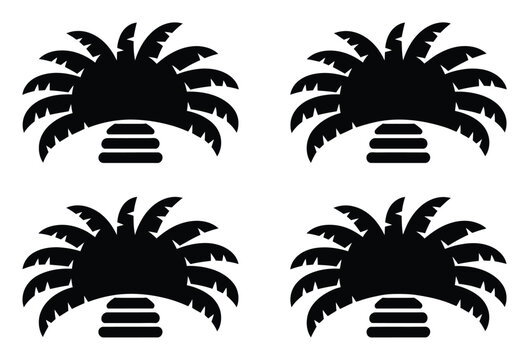 Four black palm tree arranged in a 2x2 grid on a white background