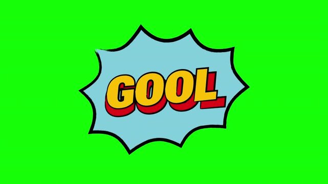Retro Comic Style GOOL Text Bubble on Green Screen Background for Soccer Celebration