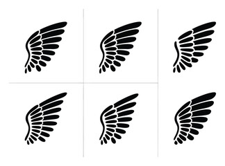 Six Black Feathered Wings Arranged in a Grid © ThephotoLab