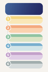 Fototapeta premium Blank infographic template with six steps layout. Editable design for custom content presentation concept.