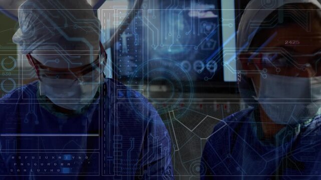 Animation of data processing over diverse surgeons during surgery