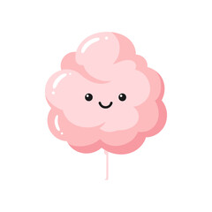Naklejka premium Pink cartoon cotton candy smiling face.