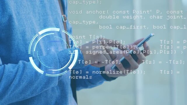 Animation of hands using smartphone over data processing