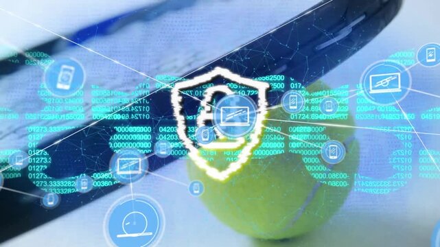Animation of network of connections and icons over mailbox
