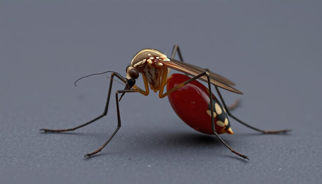 Engorged Aedes Aegypti Mosquito on Neutral Background