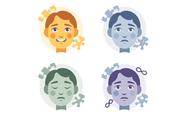 Obraz premium A illustration showing the diverse emotional states of a person.