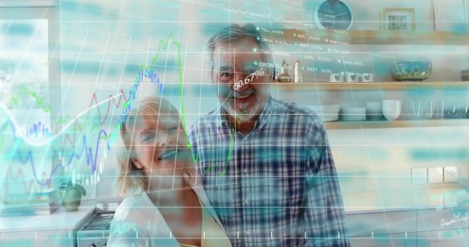 A couple is standing in their kitchen at home and discussing something