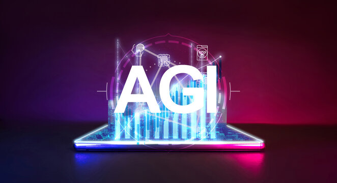 AGI with AI assistance modern future analysis technology and business financial stock graph with city pop hologram technology digital economy