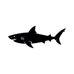 Obraz premium Shark swimming silhouette black vector icon illustration art