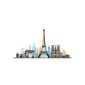 Eiffel Tower Paris Cityscape Illustration.
