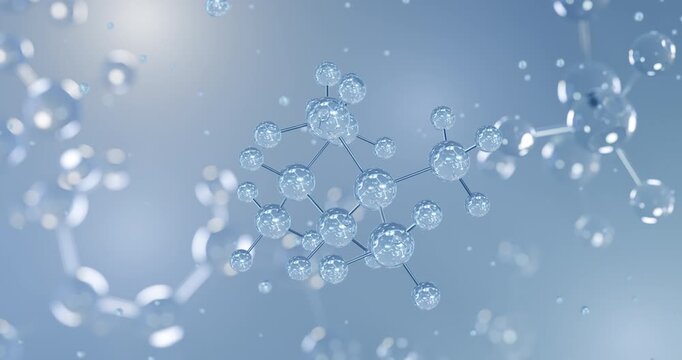 2,2,4-Trimethylpentane rotating 3D model of alkane hydrocarbon, seamless looped video
