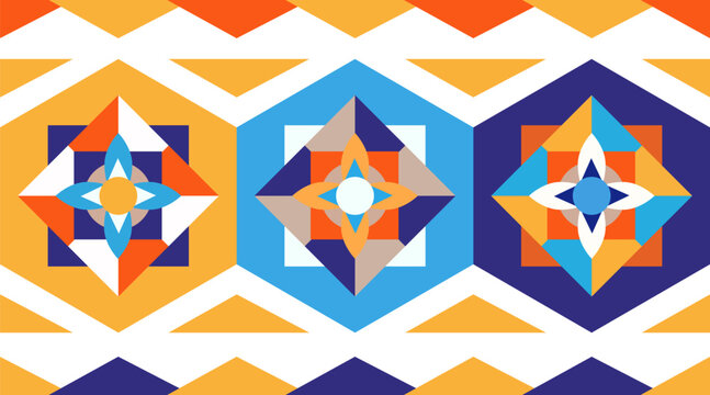 A stylish background featuring geometric shapes in a vibrant color palette.