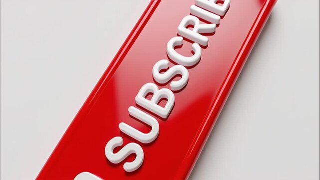 Red Subscribe Button With Play Icon On Pink Background
