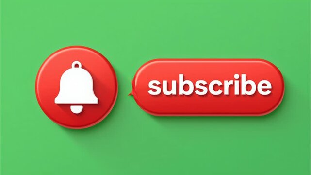 Glossy 3D Notification Bell And Subscribe Button For Social Media
