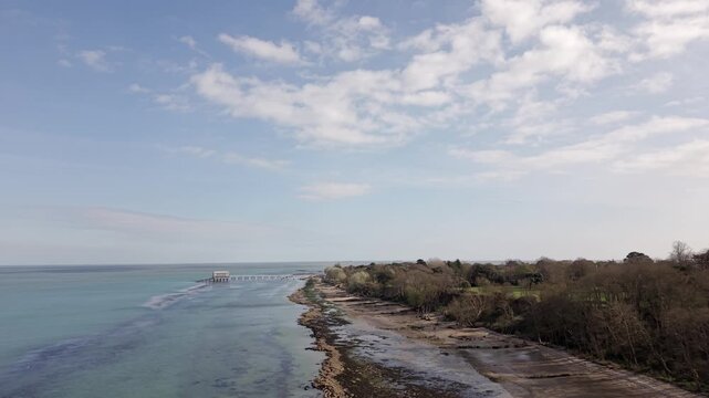 Aerial view of Bembridge Lifeboat Station and Fishermans Walk coast