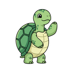Fototapeta premium Smiling Cartoon Turtle Character Walking Forward.
