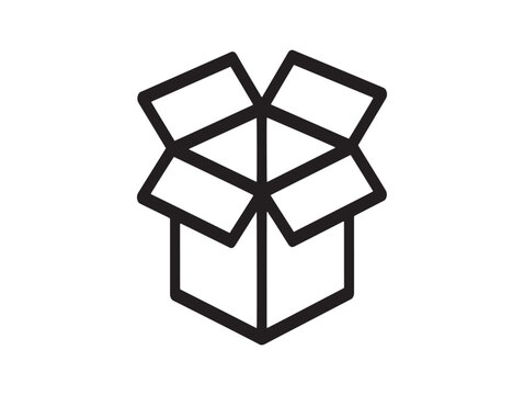 Open cardboard box outline icon a simple representation of packaging and shipping