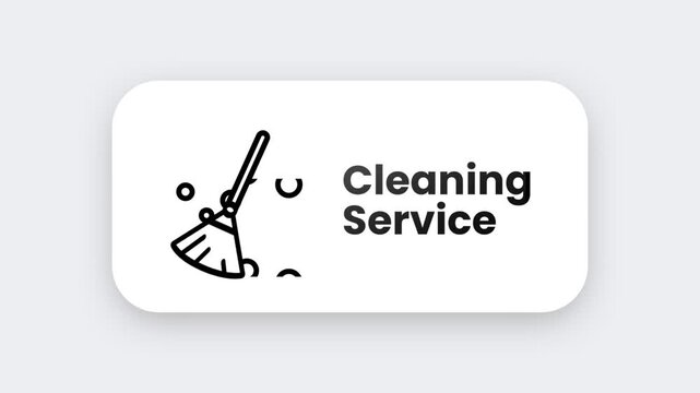 A home services app icon featuring a broom and dustpan with the label Cleaning Service for booking professional household cleaning help