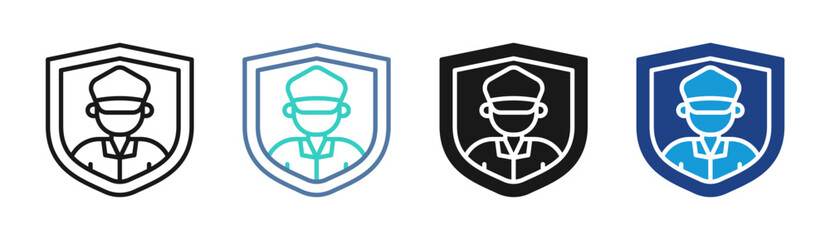 Fototapeta premium Safety Officer icon set multiple style collection
