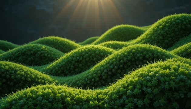 Lush Green Rolling Hills Bathed in Soft Sunlight During Early Morning in a Natural Landscape