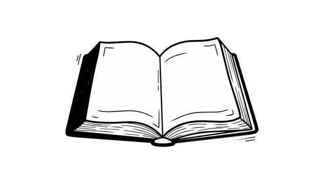 Open book illustration with blank pages on black background