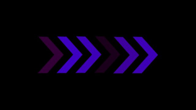 Glowing Right-directional arrow loop animation. Animated arrows for the overlay video layer. Arrow icon concept animation.