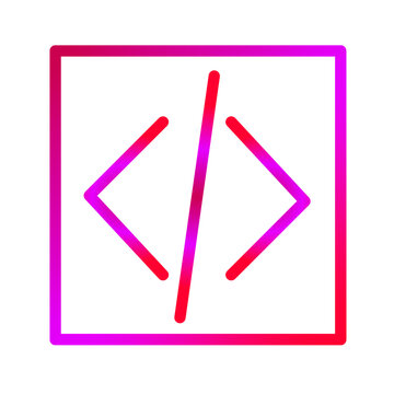 Code Brackets Icon with Slash Gradient UI Programming Symbol. 