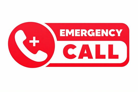 Emergency call icon with a telephone and plus sign symbol