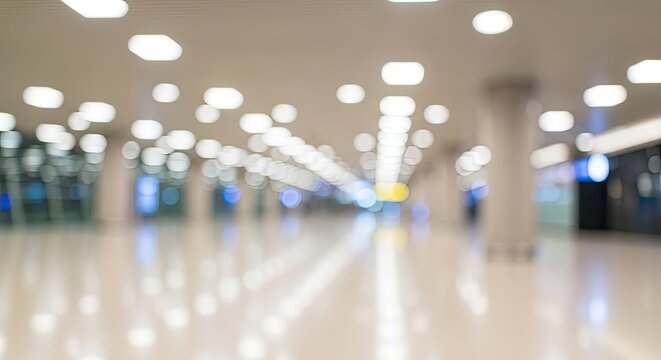 Blurred interior of a large empty building.