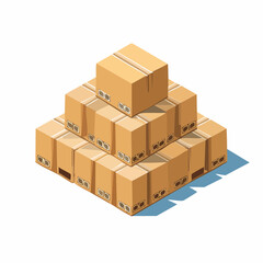 Fototapeta premium Stack of Cardboard Boxes Arranged in a Pyramid Shape on a Pallet