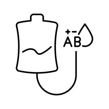 Blood transfusion icon. Healthcare and blood transfusion line symbol. Black and white.