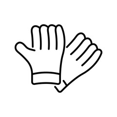 Fototapeta premium Winter glove icon. Apparel and handwear line symbol. Black and white.