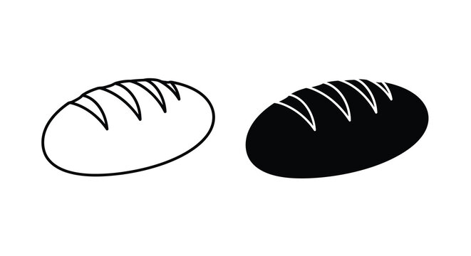 Two loaves of bread one white and one dark in silhouette