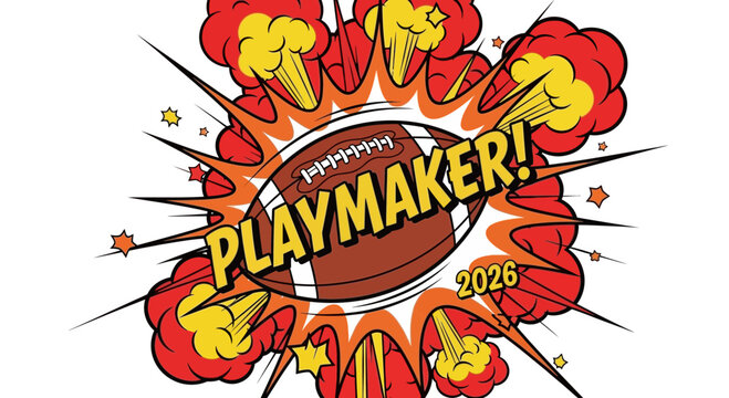 Playmaker Football 2026 Comic Book Style Explosion