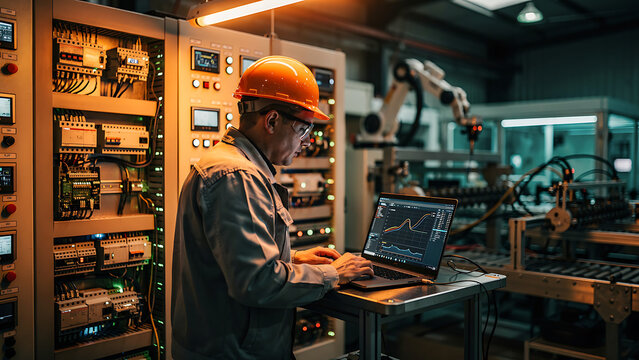 Engineer Automation PLC Control Industrial Machine Technology Concept