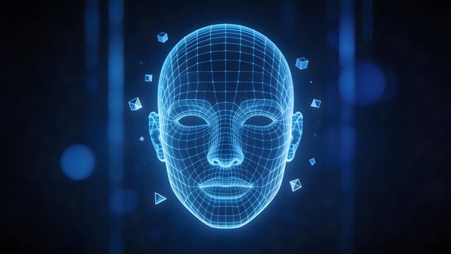 Digital wireframe human face