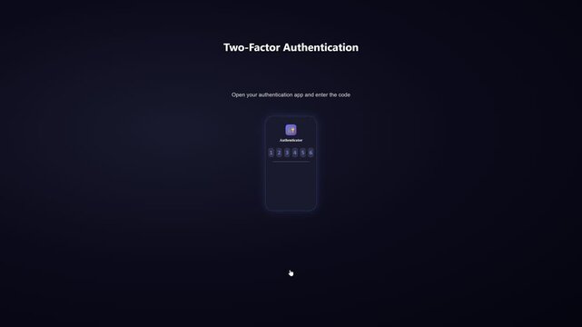 Two Factor Authentication 2FA Login Security Animation | Open Authenticator App Enter Verification Code Mobile Phone 4K