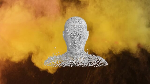 Animation of digital human model over smoke and light trails